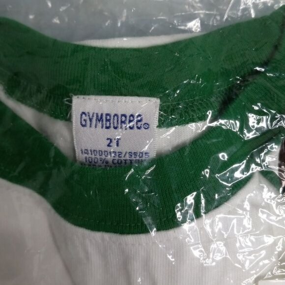 Gymboree 2T Boys Short Sleeve Top White Green Trim Stars 2004 Summer Sports NEW - Picture 3 of 5